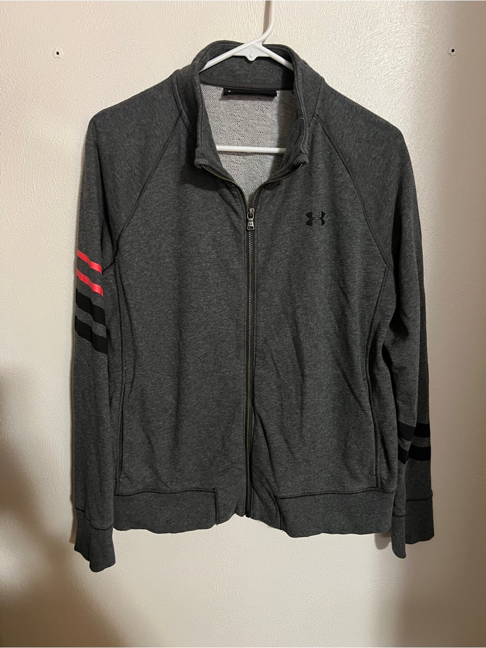 UNDER ARMOUR Classic French Terry Full Zip Jacket Grey Black Pink Women's Sz M